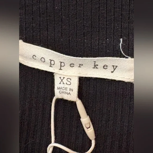 Copper Key Collared Ribbed Knit Black Dress NWT XS - Picture 9 of 11